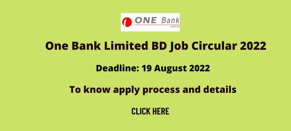 One Bank Limited BD Job Circular 2022