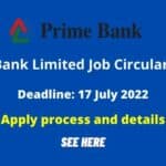 Prime Bank Limited Job Circular 2022
